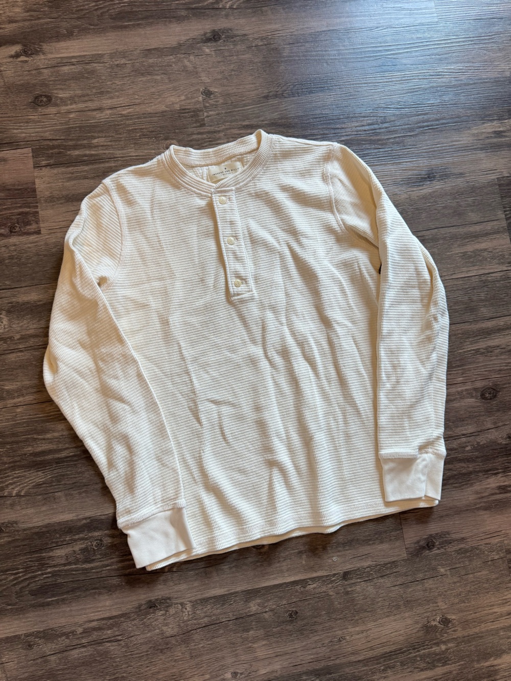 Imogene + Willie Cotton Men's M White/Off-White Henley Long Sleeve Shirt